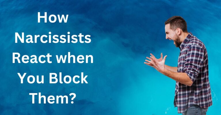 image of man who is a narcissist reacting in anger for blocking them. It has texts related to it.